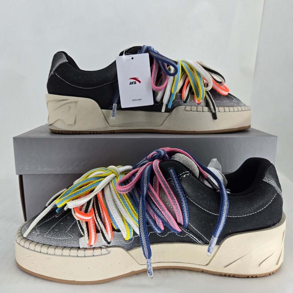 Anta Kai 1 Hela Style Roots Gray Black Metallic Multi Lace Sneakers Mens 10.5